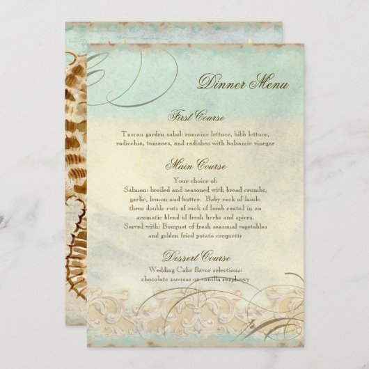 Sea Horse Coastal Beach - Menü für Hochzeiten Menükarte (Vorne/Hinten)