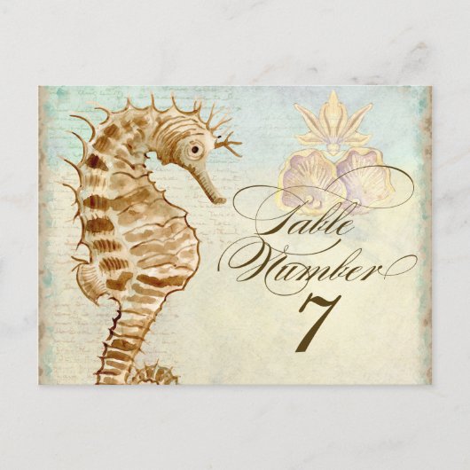 Sea Horse Coastal Beach - Tischnummer Postkarte (Vorderseite)