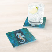 Sea Horse Glass Coaster Glasuntersetzer (Schrägansicht)