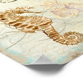 Sea Horse, Great Egret Coastal Beach - Fine Art Poster (Ecke)