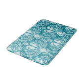Sea Horses Aquamarin Blue White Damask Ocean Patte Badematte (Schrägansicht)