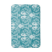 Sea Horses Aquamarin Blue White Damask Ocean Patte Badematte (Vorderseite Vertikal)