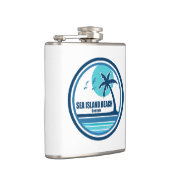 Sea Island Beach Georgia Palm Tree Birds Flachmann (Rechts)