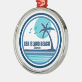 Sea Island Beach Georgia Palm Tree Birds Ornament Aus Metall (Links)