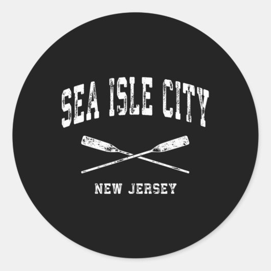 Sea Isle City New Jersey Nautical Crossed Oars Runder Aufkleber (Vorderseite)