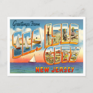 Sea Isle City, New Jersey Vintag Big Letters Postkarte