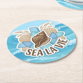 Sea La Vie Runder Pappuntersetzer