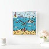Sea Life Acrylic Wall Clock Quadratische Wanduhr (Zuhause)