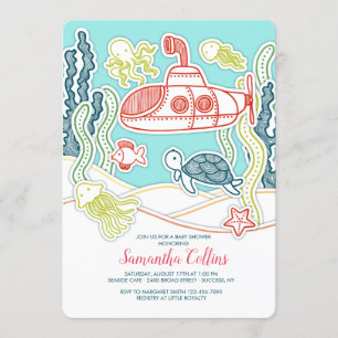 Sea Life and Submarine Baby Shows Einladung