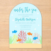 Sea Life Baby Dusche Acryleinladungen (Vorderseite)