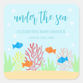 Sea Life Baby Dusche Quadratischer Aufkleber