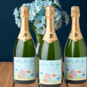 Sea Life Baby Dusche Schaumweinetikett