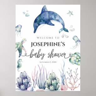 Sea Life Baby Dusche Willkommen Poster