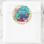 Sea Life Babydusche, helle Regenbogenstreifen Runder Aufkleber (Tasche)
