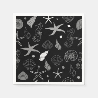Sea Life Black Patches Papier Napkin Serviette