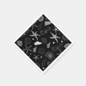 Sea Life Black Patches Papier Napkin Serviette (Ecke)
