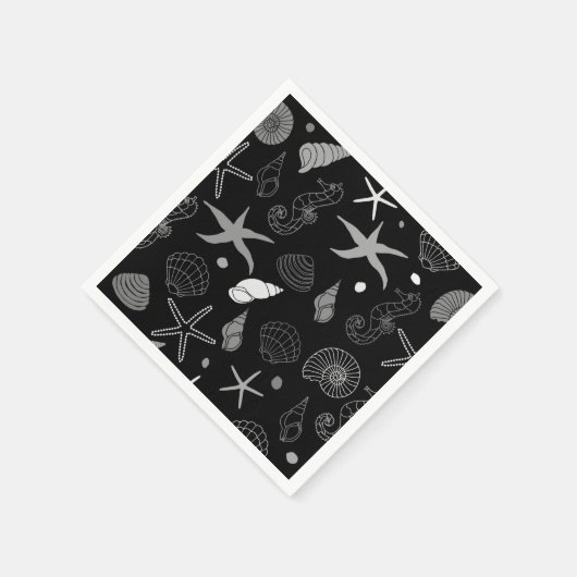 Sea Life Black Patches Papier Napkin Serviette (Ecke)