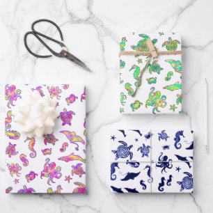Sea Life Graphic Pattern Jeden Anlaß Geschenkpapier Set