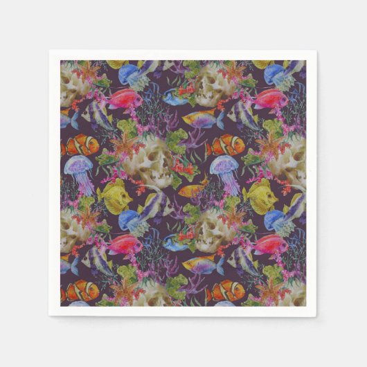 Sea Life Grunge Muster Serviette (Vorderseite)