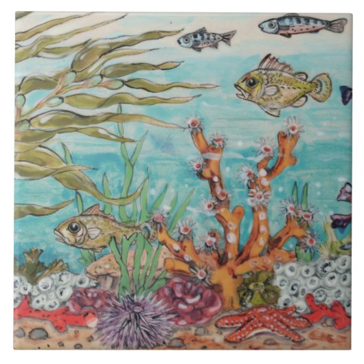 Sea Life Korallen Starfish Urchin Ocean Mural PC.# Fliese (Vorderseite)