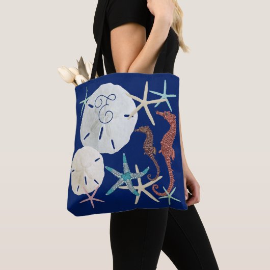 Sea Life Mit Monogramm Navy Tasche (Von Nahem)