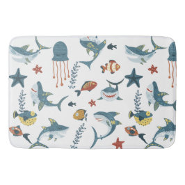 Sea Life Shark Dance Pattern Badematte