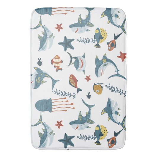 Sea Life Shark Dance Pattern Badematte (Vorderseite Vertikal)