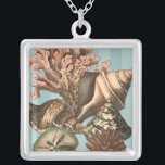 Sea Life Silhouette Versilberte Kette<br><div class="desc">Dieser Kunstdruck zeigt die schönsten Dinge in der Natur des Ozeans. Auf diesem Bild finden Sie alle Arten von Meereslebewesen,  darunter eine Conch Seashell,  Sand Dollars und Riffe,  die tief im Meer vergraben sind. Diese Kunstsammlung ist ein Muss für Ihre nächsten Zazzle-Produkte.</div>