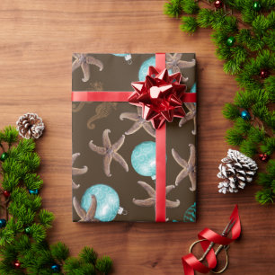 Sea Life Tropical Pattern Brown Weihnachten Geschenkpapier
