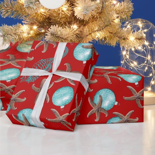 Sea Life Tropical Pattern Rotes Weihnachten Geschenkpapier (Feiertage)