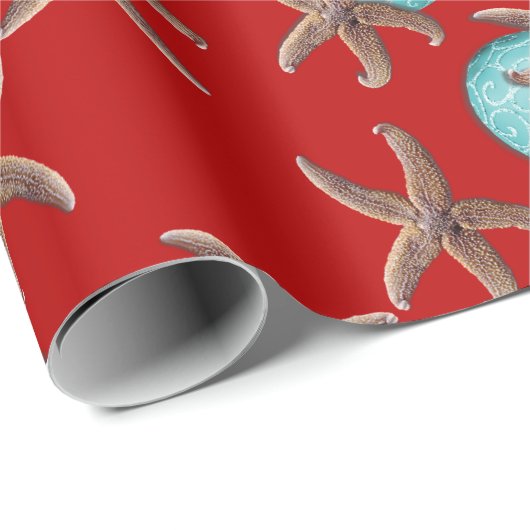 Sea Life Tropical Pattern Rotes Weihnachten Geschenkpapier (Rolleneckpunkt)