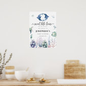 Sea Life Twins Baby Dusche Willkommen Poster (Küche)