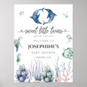 Sea Life Twins Baby Dusche Willkommen Poster (Vorne)