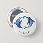 Sea Life Twins Baby Shower Button Mommy (Vorne & Hinten)