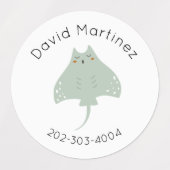Sea Life Waterproof Circle Sticker Name Labels (Design 2)