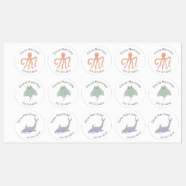 Sea Life Waterproof Circle Sticker Name Labels