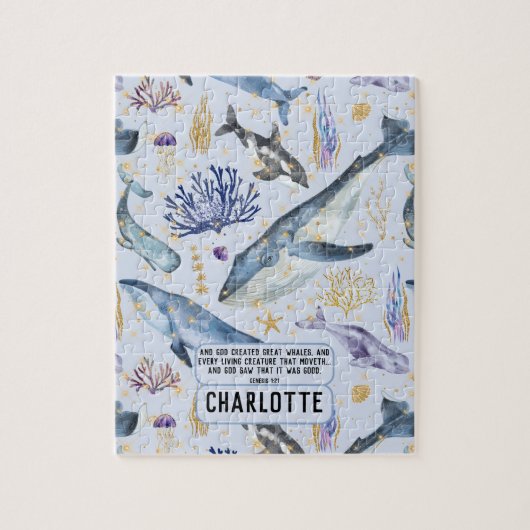 Sea Life Whales Christlich Bible Verse Namensgesch Puzzle (Vertikal)