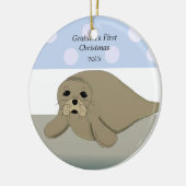 Sea Lion Baby's First Christmas Keramikornament (Links)