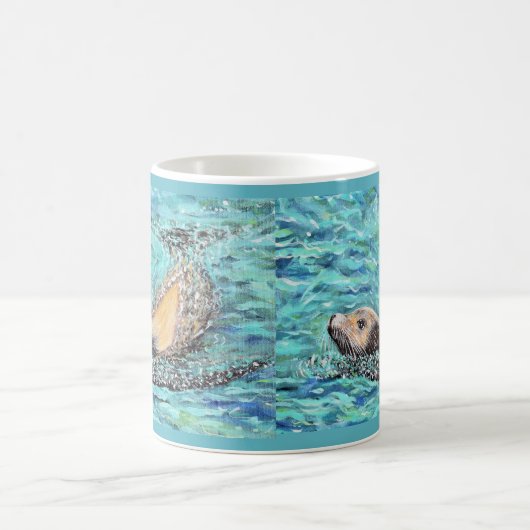 Sea Lion Gemälde Kaffeetasse (Mittel)