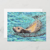 Sea Lion Gemälde Postkarte (Vorne/Hinten)