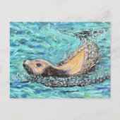 Sea Lion Gemälde Postkarte (Vorderseite)
