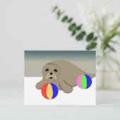 Sea Lion mit Beach Balls Postkarte (Stehend Vorderseite)