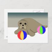 Sea Lion mit Beach Balls Postkarte (Vorne/Hinten)