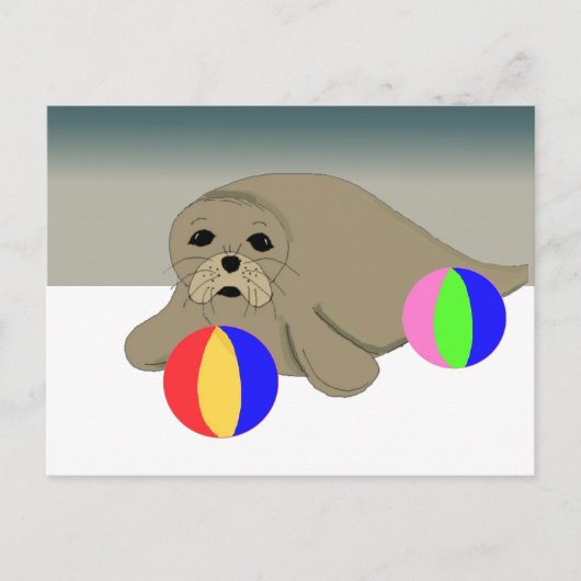 Sea Lion mit Beach Balls Postkarte (Vorderseite)