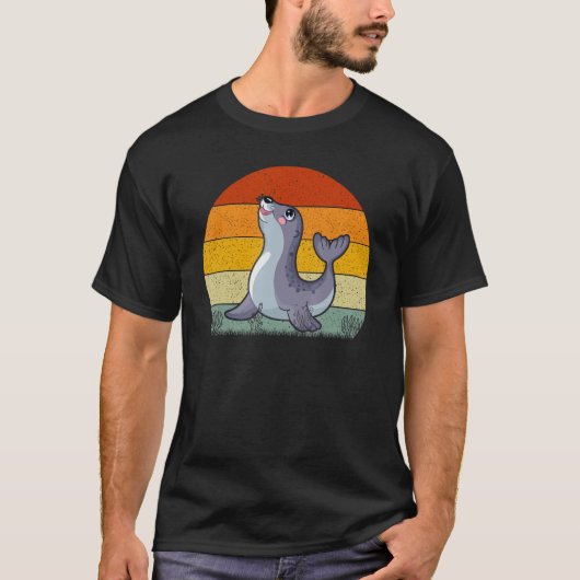 Sea Lion Retro Style Vintag T-Shirt (Vorderseite)