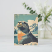 Sea Lion Vintag Postkarte (Stehend Vorderseite)