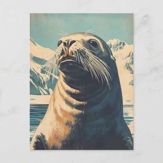 Sea Lion Vintag Postkarte (Vorderseite)