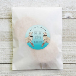 Sea Lions Aquamarin Blue Modern Wedding Classic Ro Runder Aufkleber