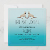 Sea Lions Aquamarin Blue Modern Wedding Einladung (Vorderseite)