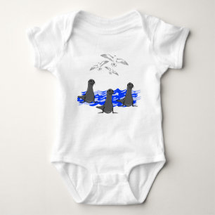 Sea Lions Ocean & Seagulls Baby Bodysuit Baby Strampler